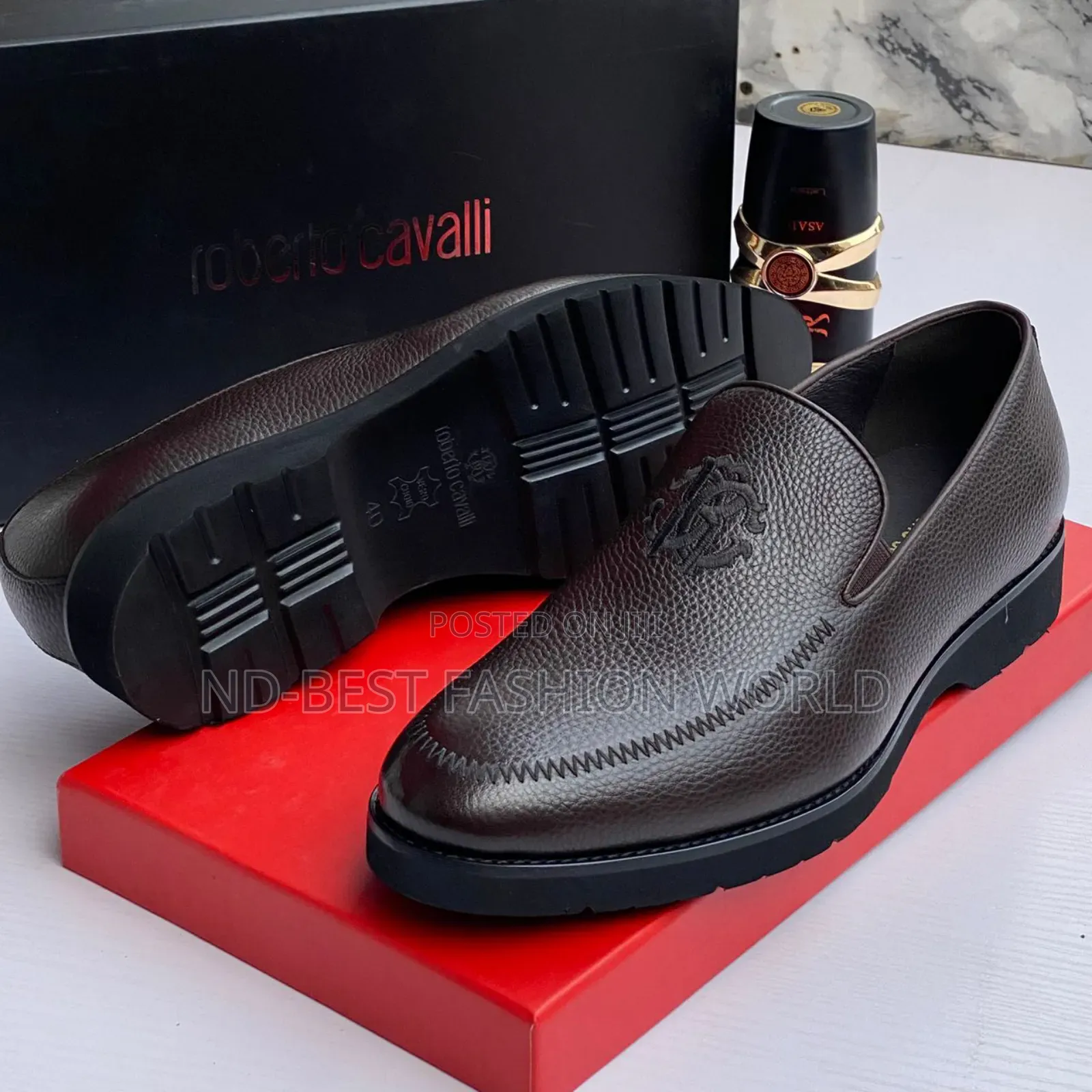 Roberto Cavalli Black Leather Shoe