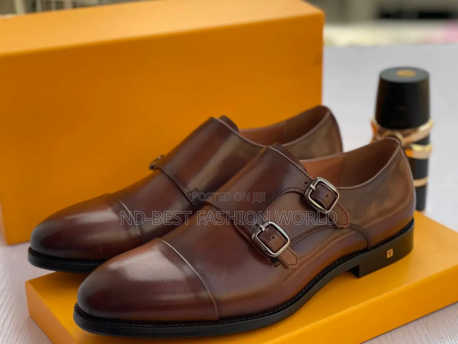 Double Buckle Brown Leather Shoe