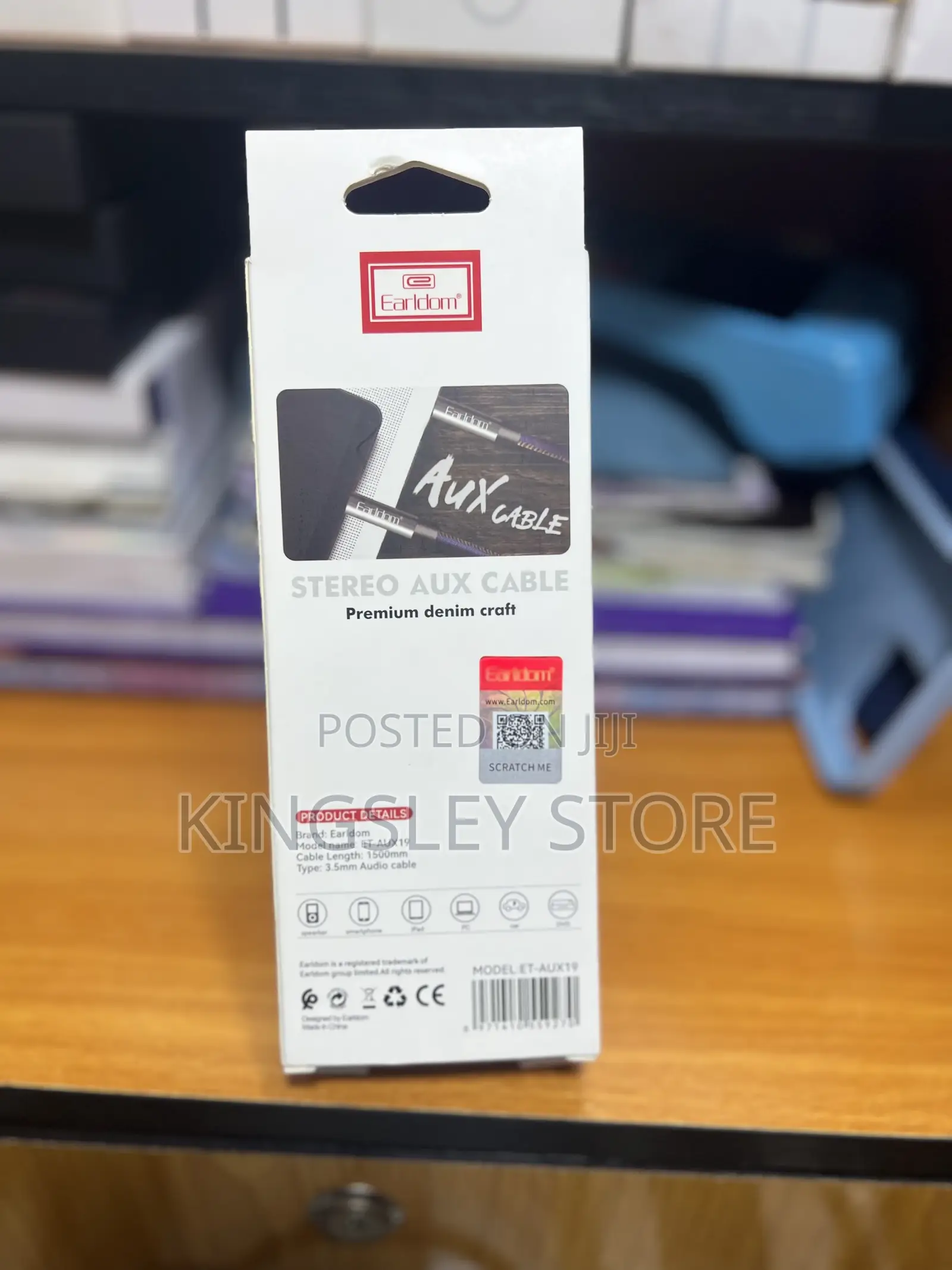 Earldom 3.5mm Male To Male Audio Cable - 1m Aux01
