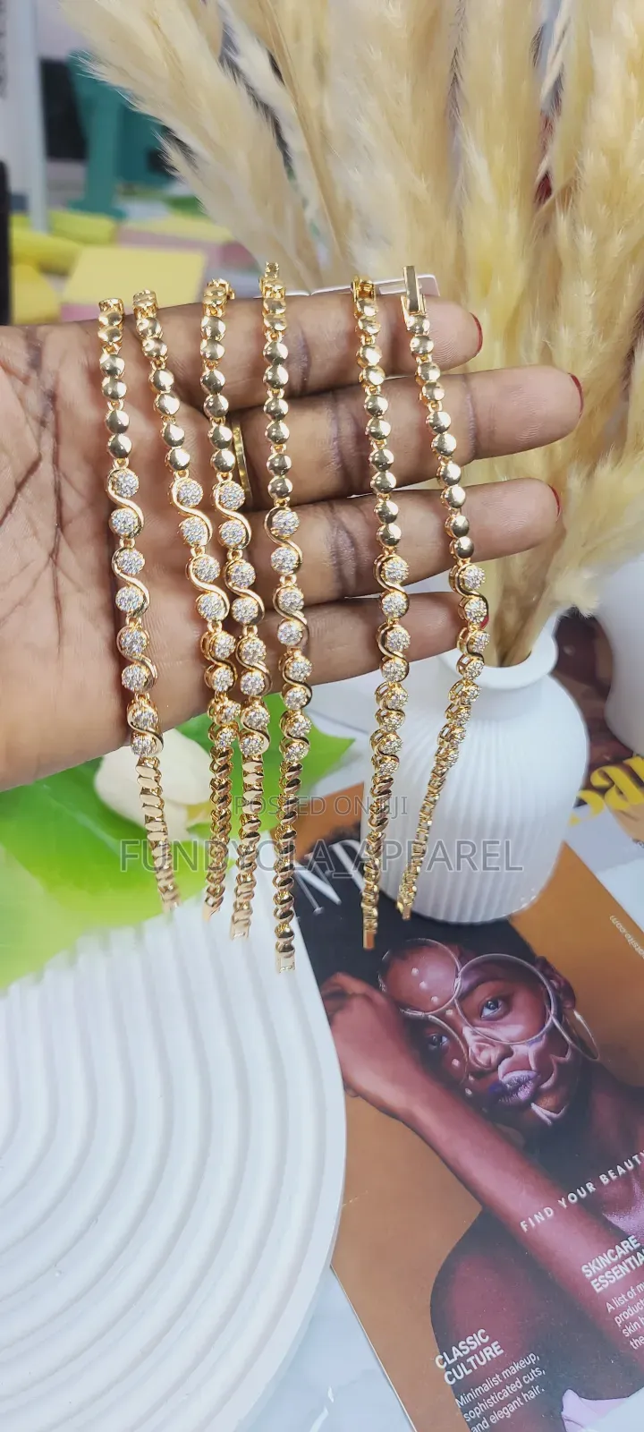 Ball Cz Hand Chain Bracelet