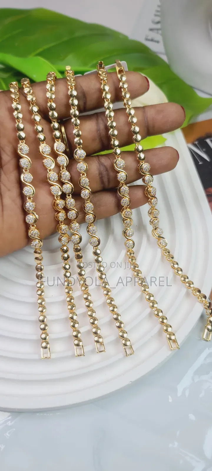 Ball Cz Hand Chain Bracelet