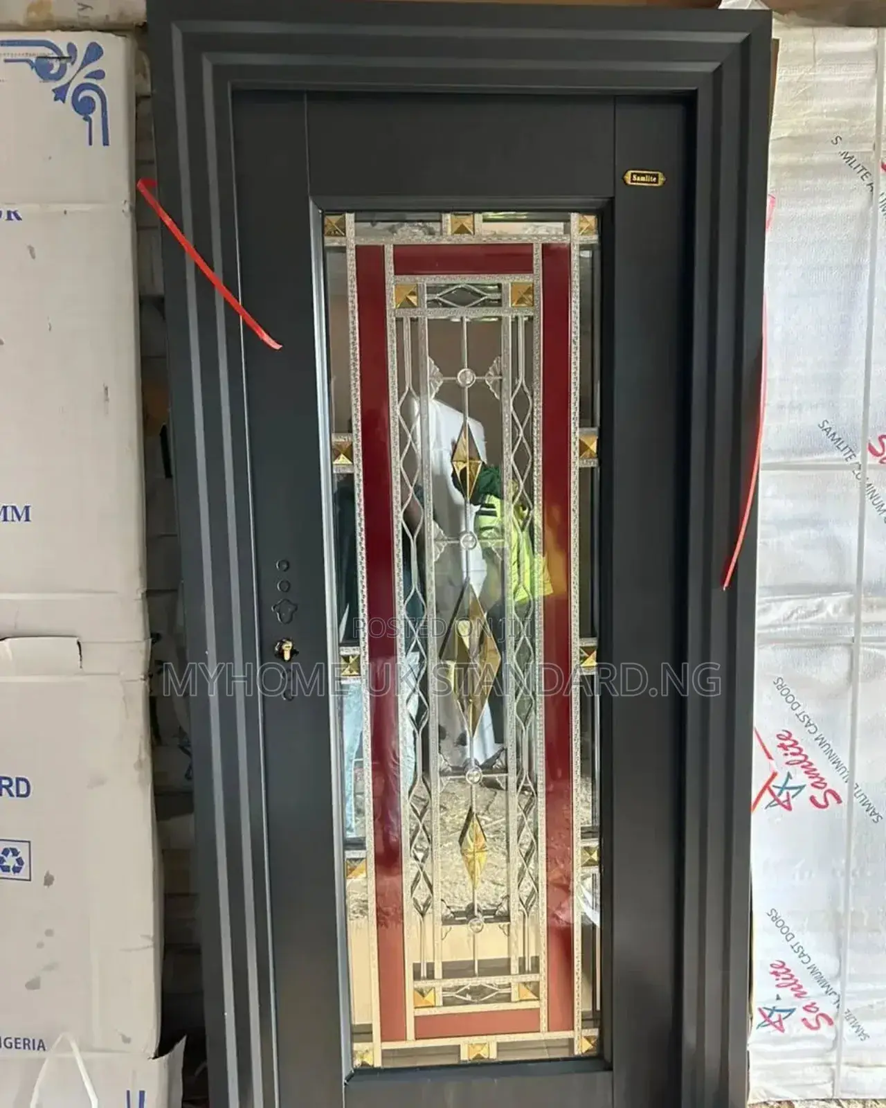 High Security, Decorative Glass Copper Door 3ft