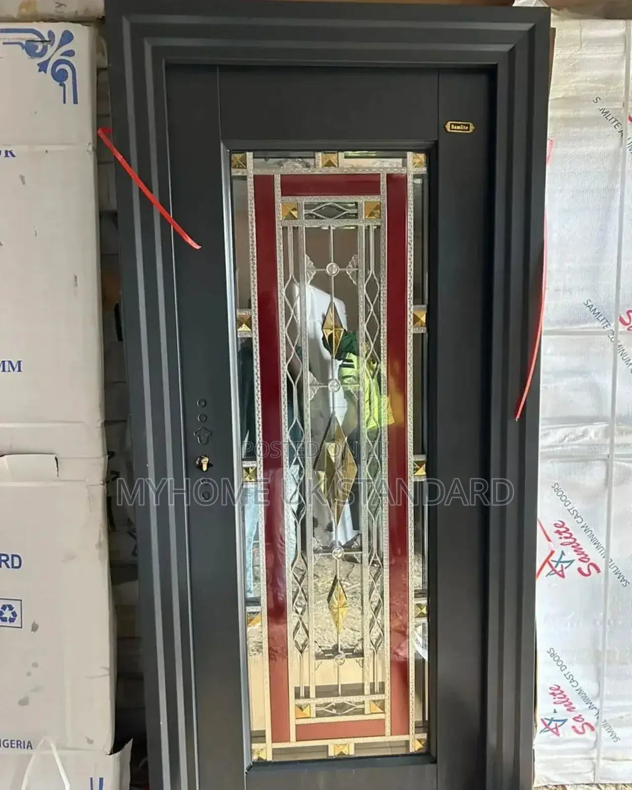 High Security, Decorative Glass Copper Door 3ft