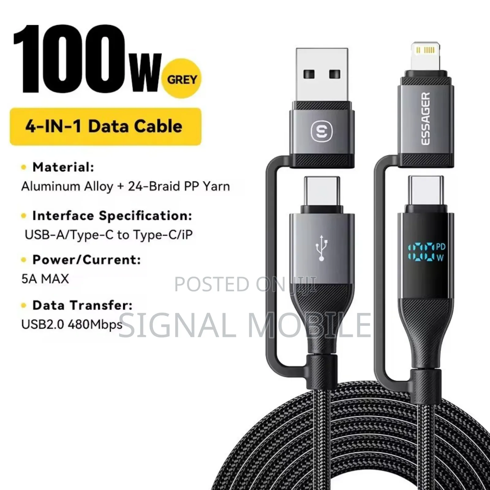 100w 4 In 1 Digital Display Cable For iPhone Macbook Laptop
