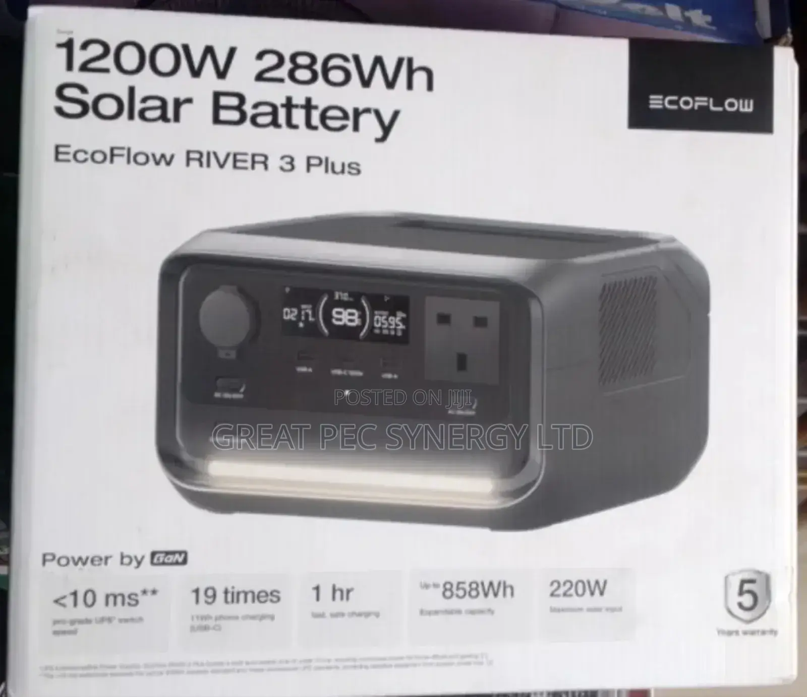 Ecoflow Power Station River 3 Plus 286wh, 1200w Output (Lfp)