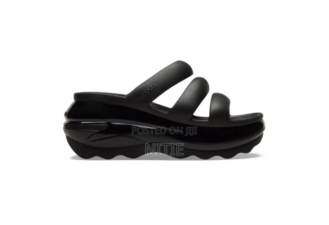 Mega Crush Triple Strap Crocs Slide (Black)
