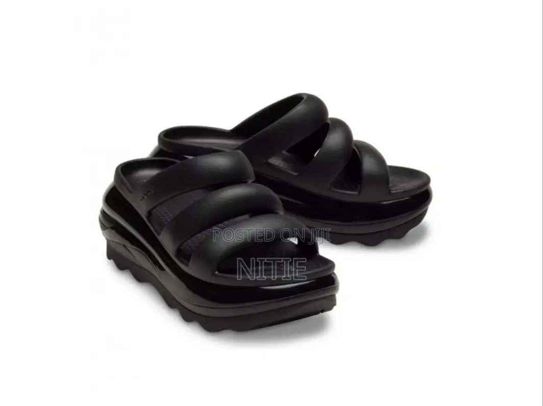 Mega Crush Triple Strap Crocs Slide (Black)
