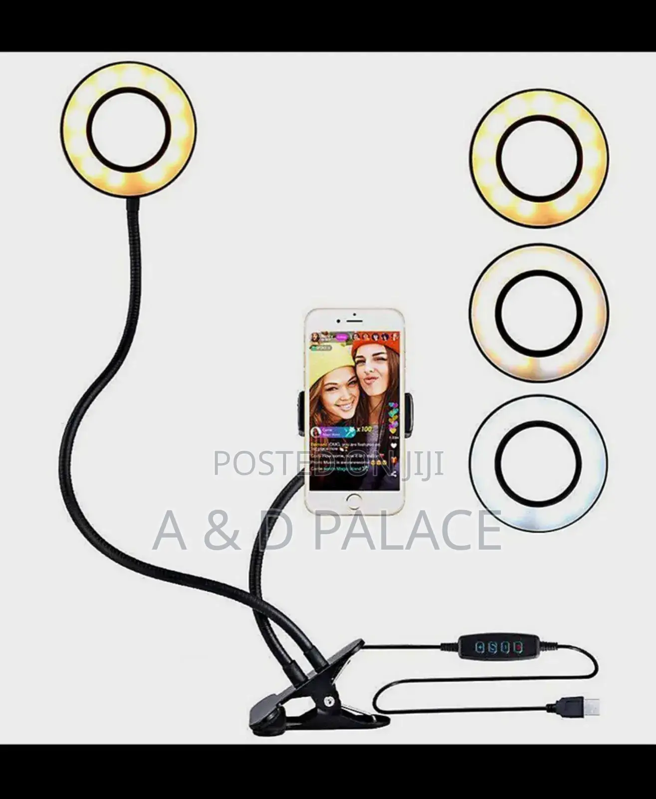 Table Clip Live Stream Ring Light Phone Holder