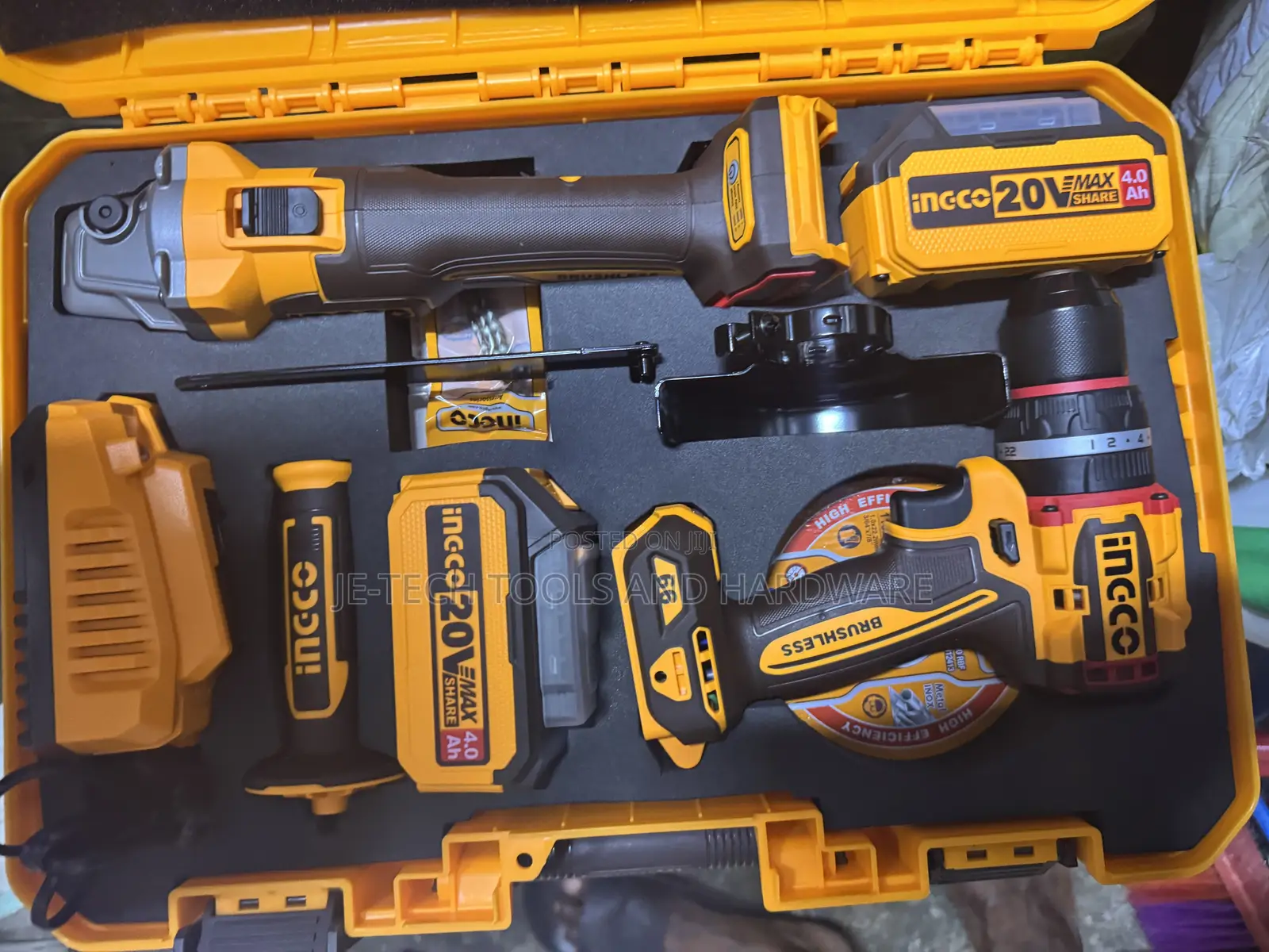 Ingco 20v Brushless Cordless Drill And Angle Grinder Combo