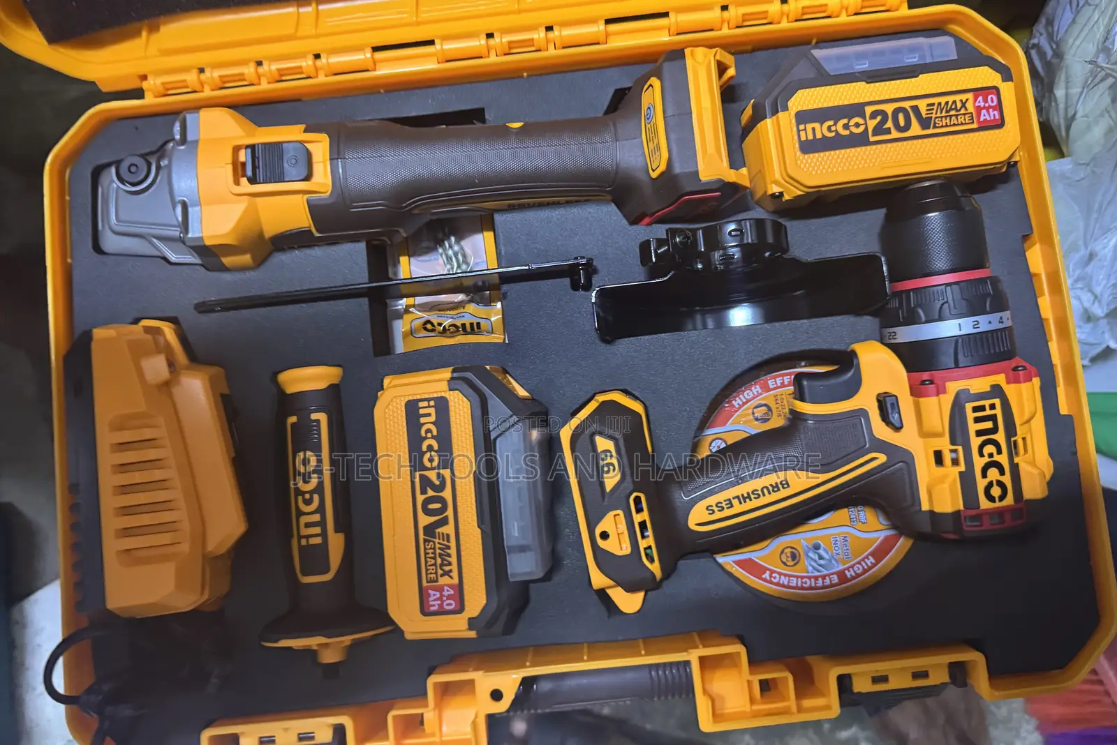 Ingco 20v Brushless Cordless Drill And Angle Grinder Combo
