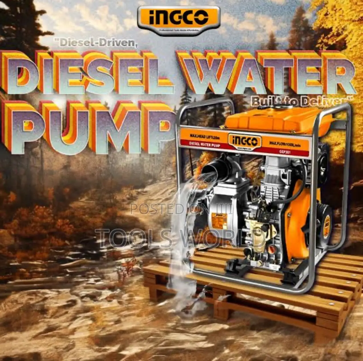 Ingco 3” Diesel Water Pump – 5.5hp | 1000l/Min Flow Rate