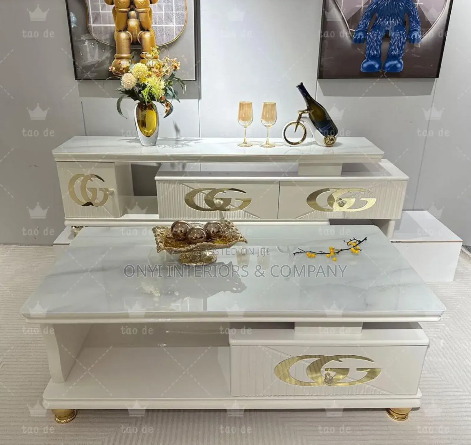 Gucci Design Tv Console and Matching Centre Table