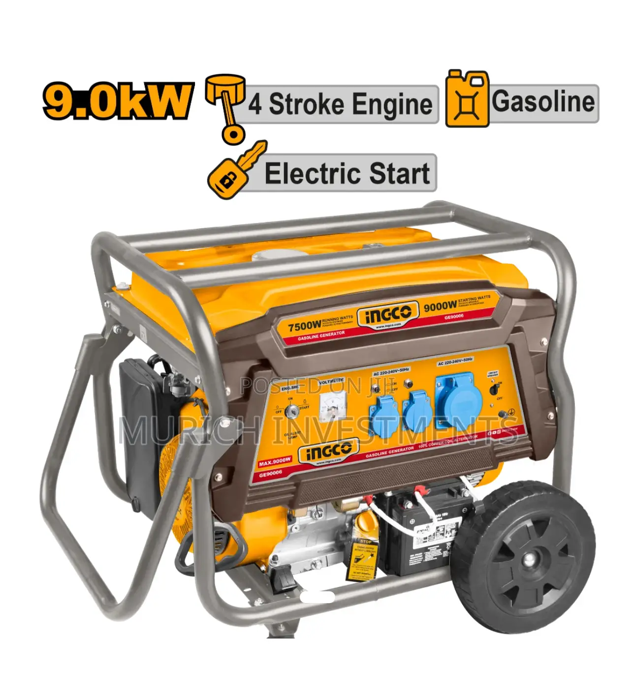 Ingco 9.0kw Automatic Gasoline Generator 9000w – Ge90006