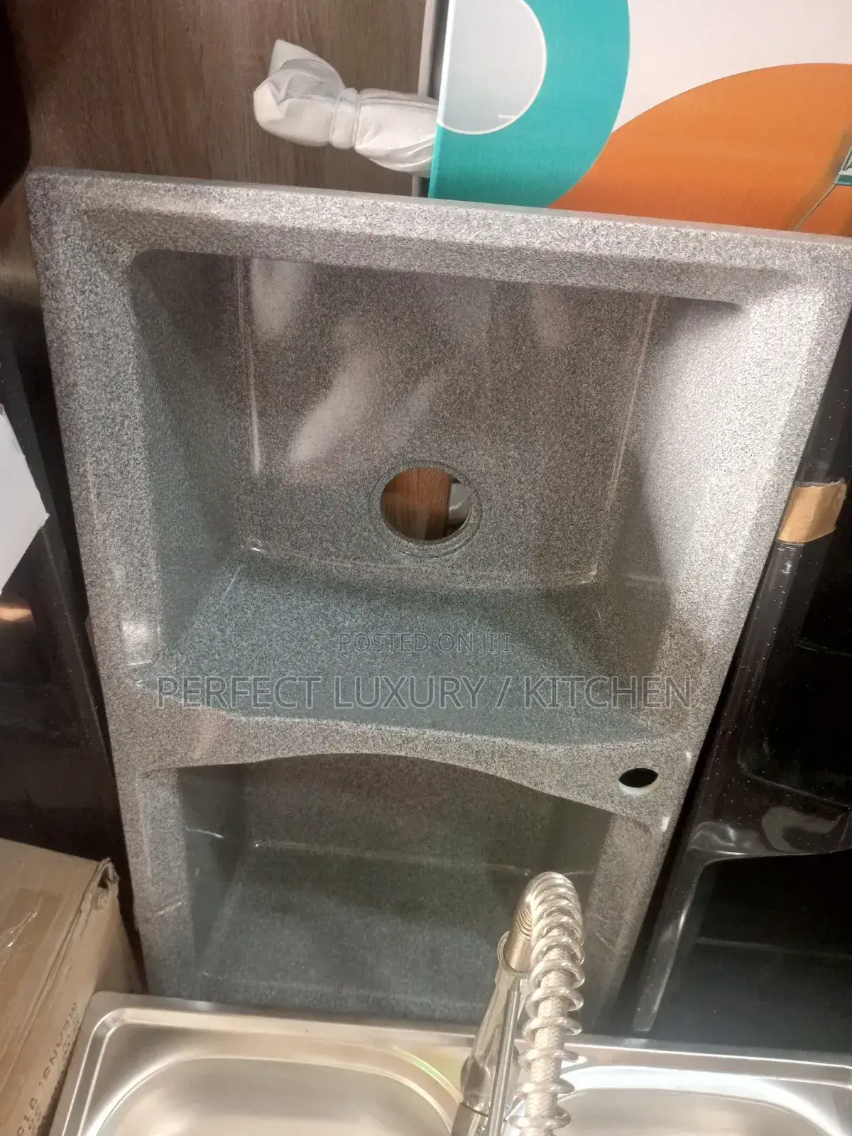 Gray Marble Double Bowl Kitchen Sink