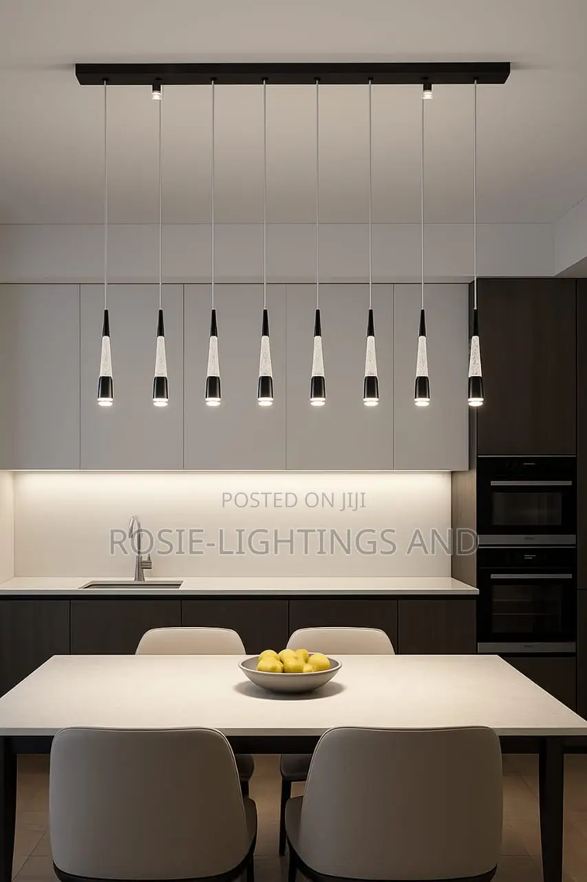 Luxury 8 Dropping Pendant Light With Spotlight Black(1200mm)