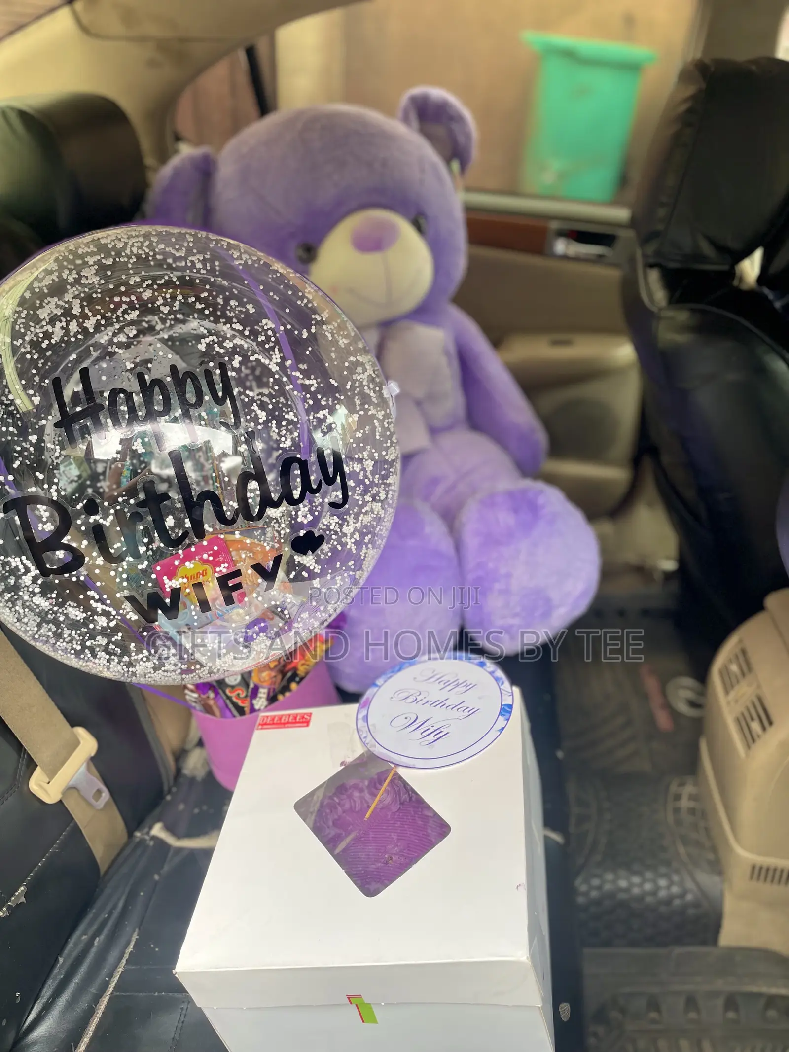 Balloon Treats Box, Teddy Bear, Cake and Wine Package