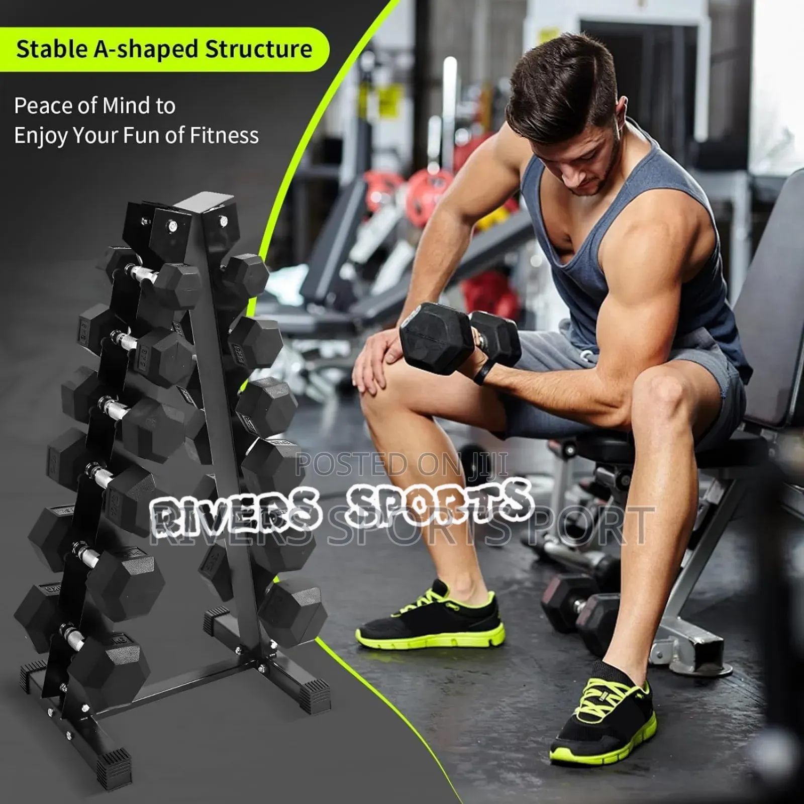 6 Tier/Step a-Frame Dumbbell Rack, 12 Dumbbell Organiser