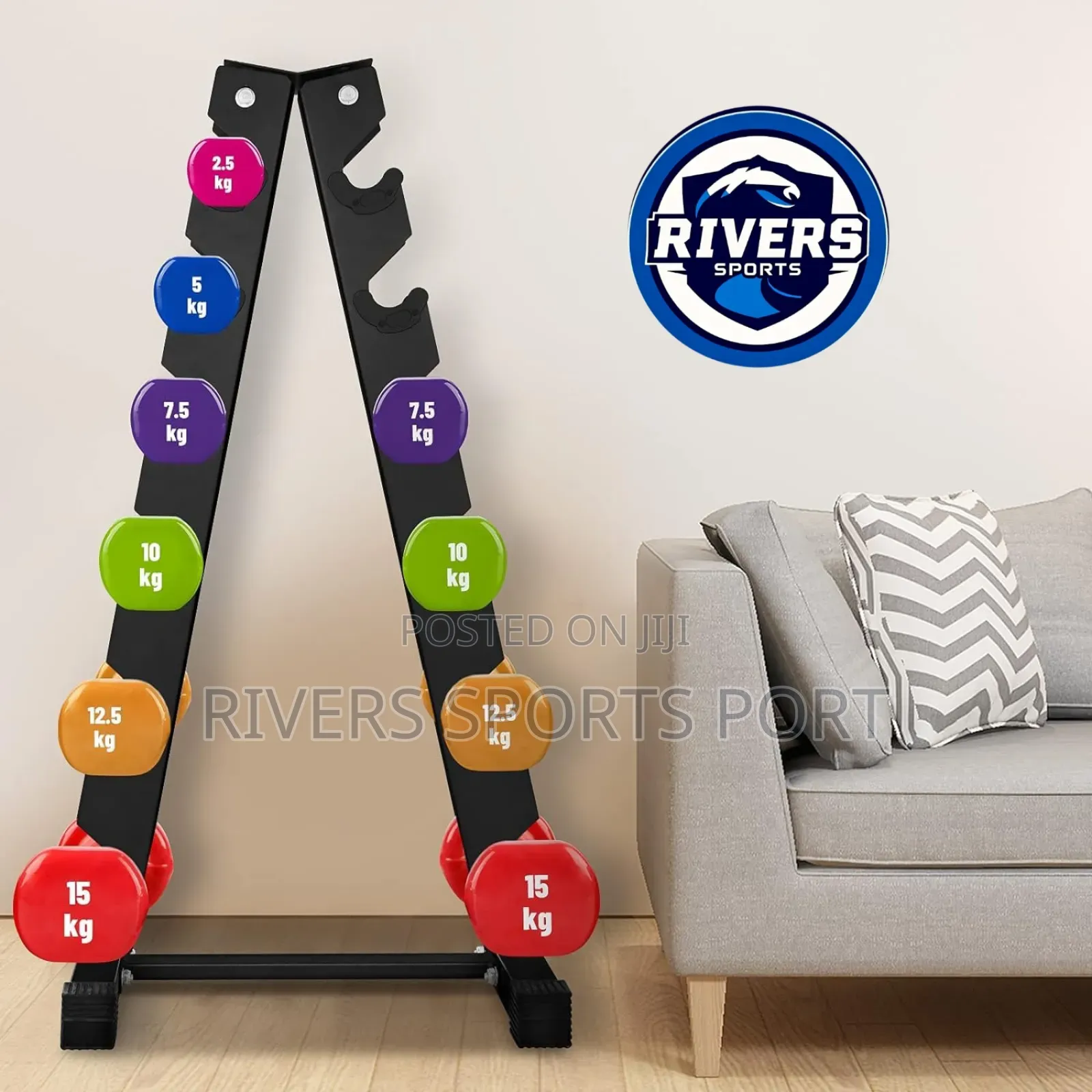 6 Tier/Step a-Frame Dumbbell Rack, 12 Dumbbell Organiser