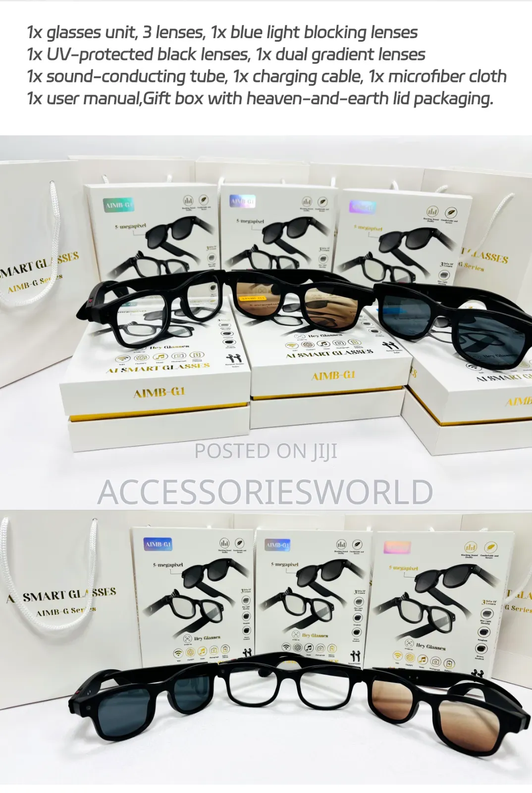 Aimb G - 1 Ai 800w Camera Smart Glasses Anti Blue Light 3in1 Lens