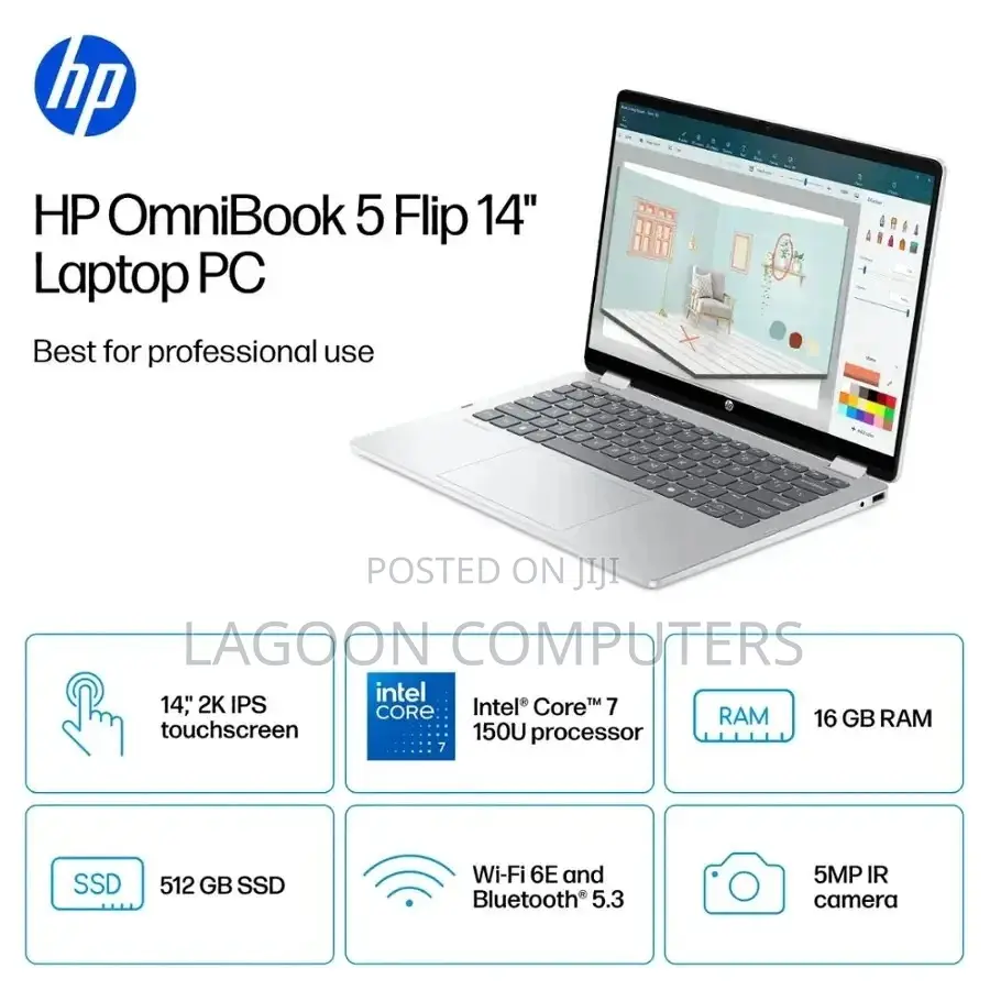 New HP OmniBook 5 Flip 14-fp0023dx 16GB Intel Core Ultra 7 SSD 512GB