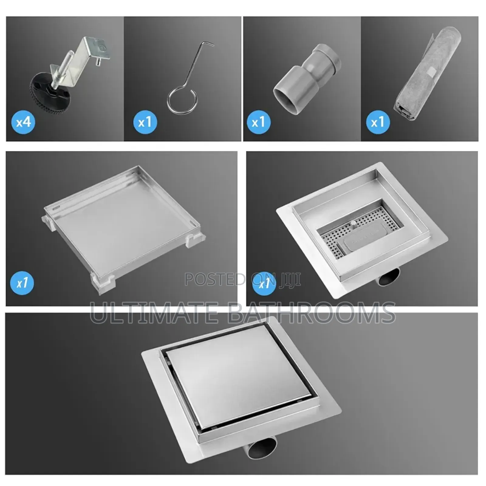 15x15cm Side Outlet Tiles Insert Bathroom Floor Drain