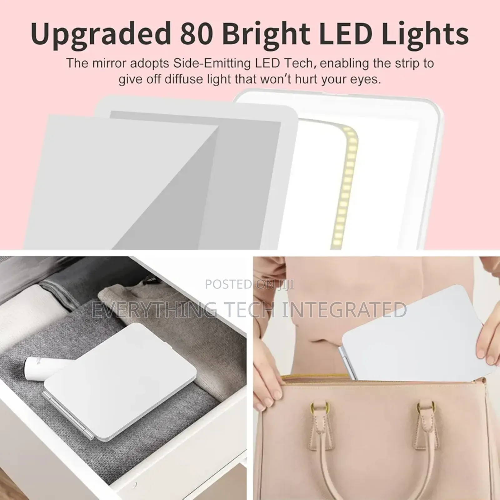 Makeup Mirror, Vanity Mirror With 80 Led Lights, Rechargeab