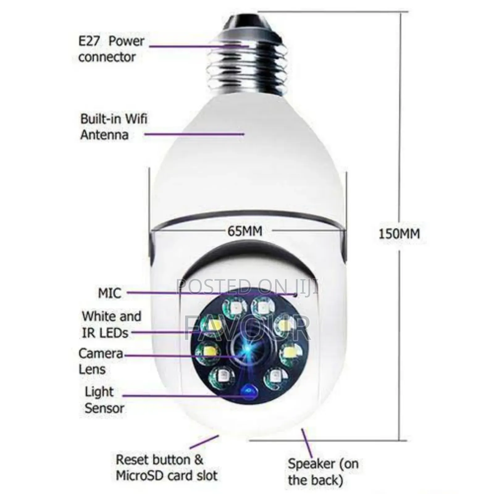 1080p Wireless 360 Rotate Smart Net Camera Light Bulb