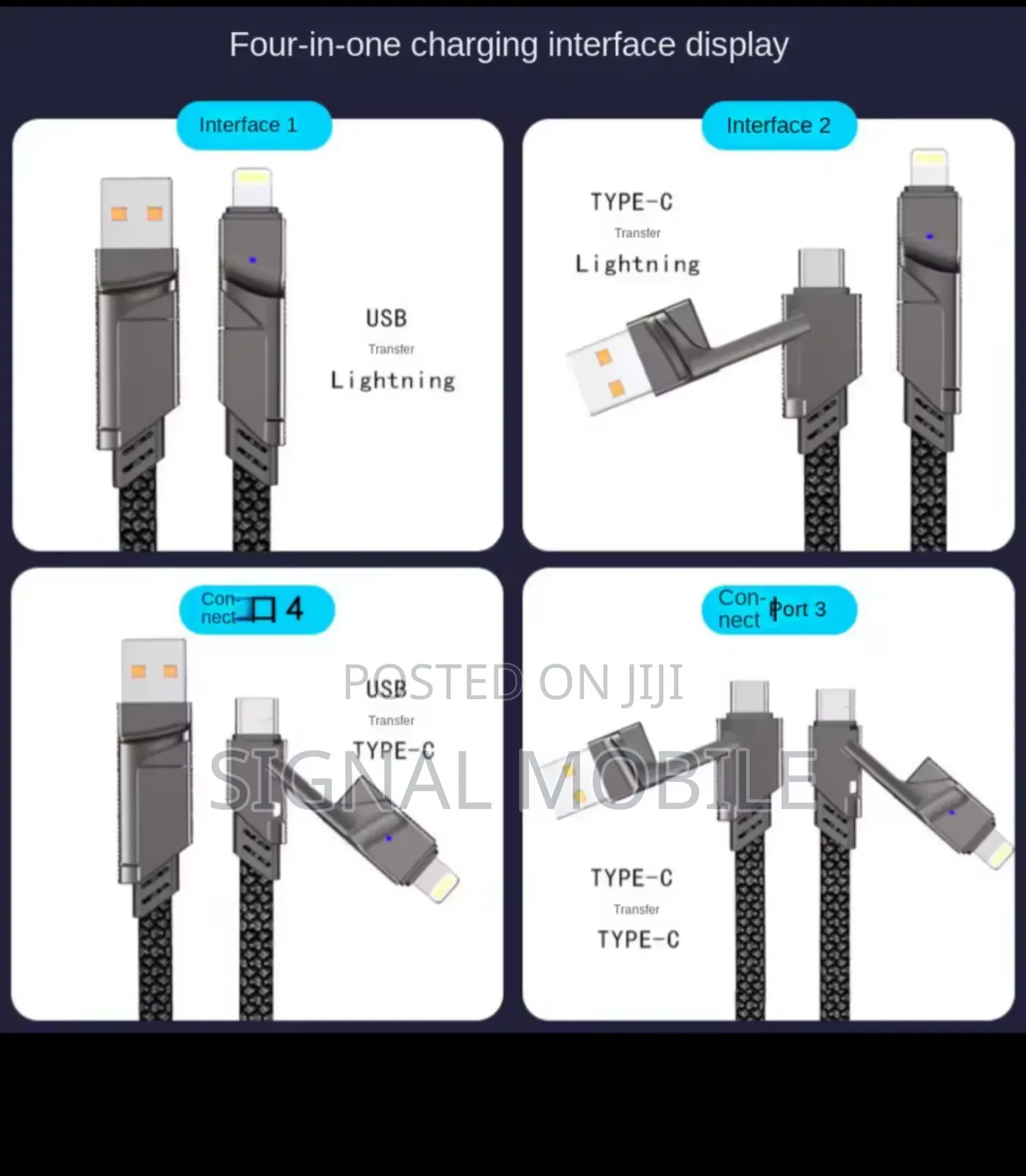 100w Super Fast Charging 4 in 1 Braided Data Cable