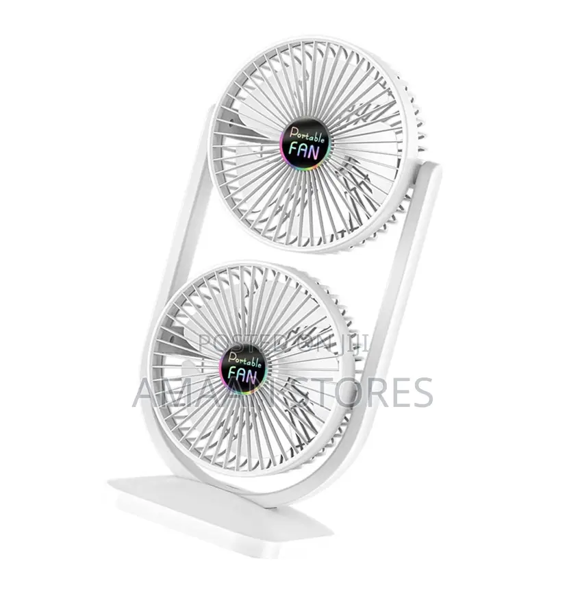 Dual Head Usb Desk Fan – 3-Speed Cooling