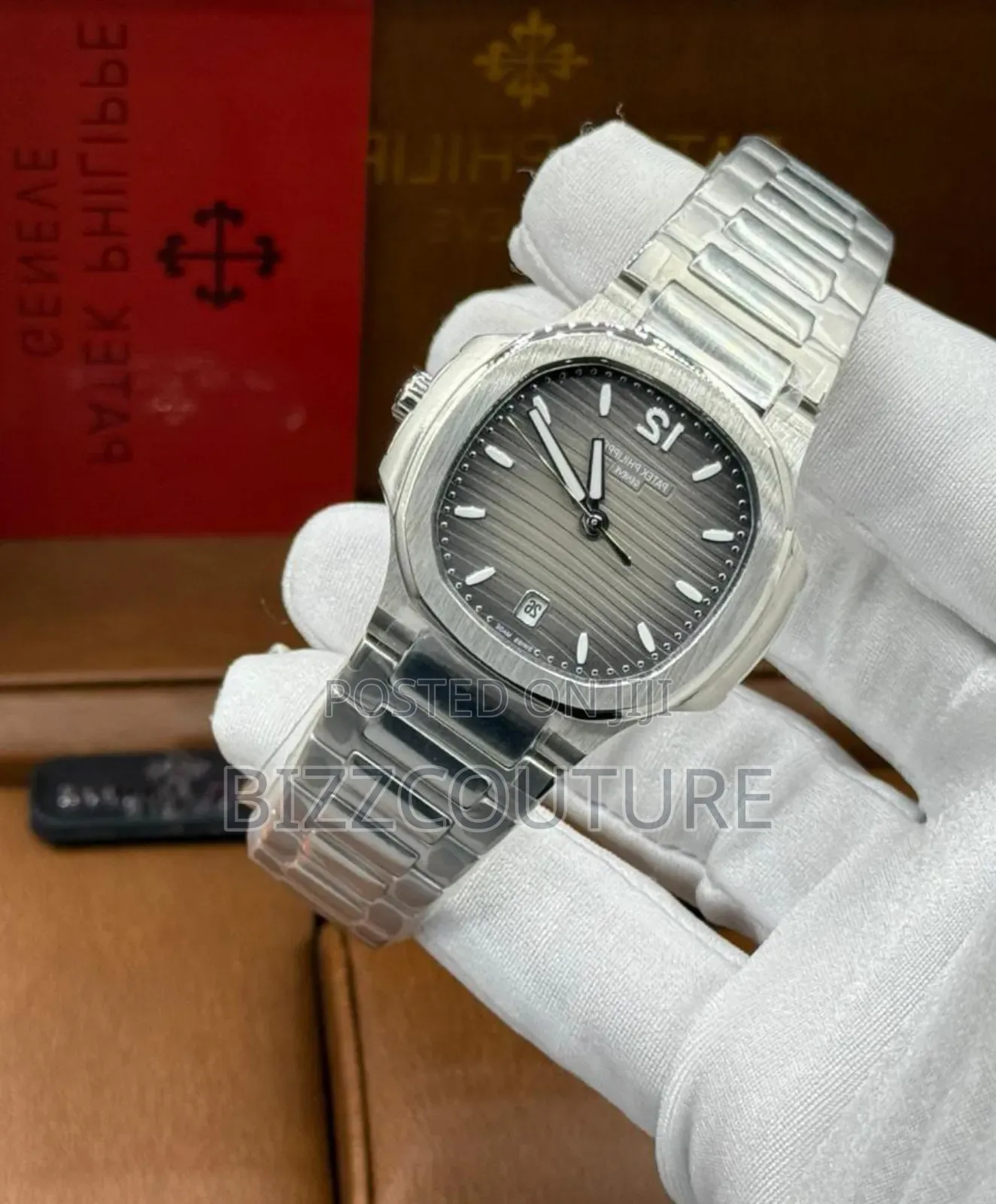 Original Patek Philippe Silver Stainless Steelwatch in Store
