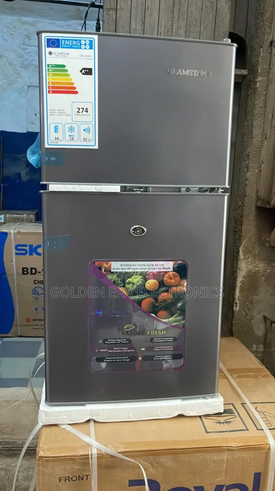 Glamstar Double Door Table Top Fridge
