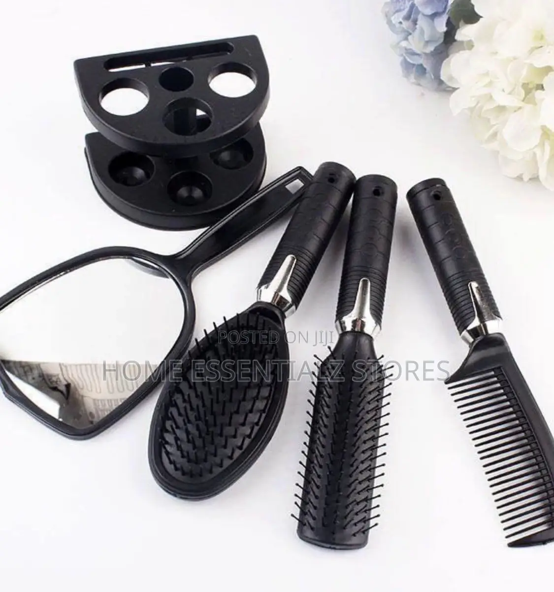 Hair Styling Comb and Brushes Set With Mirror and Stand Case