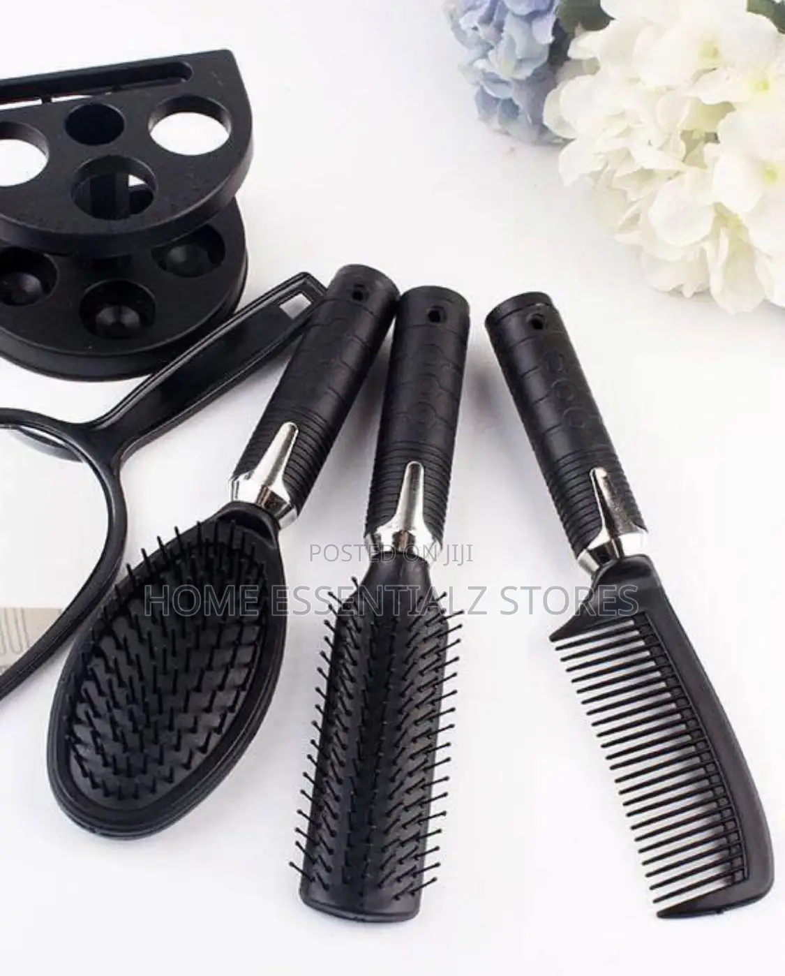 Hair Styling Comb and Brushes Set With Mirror and Stand Case