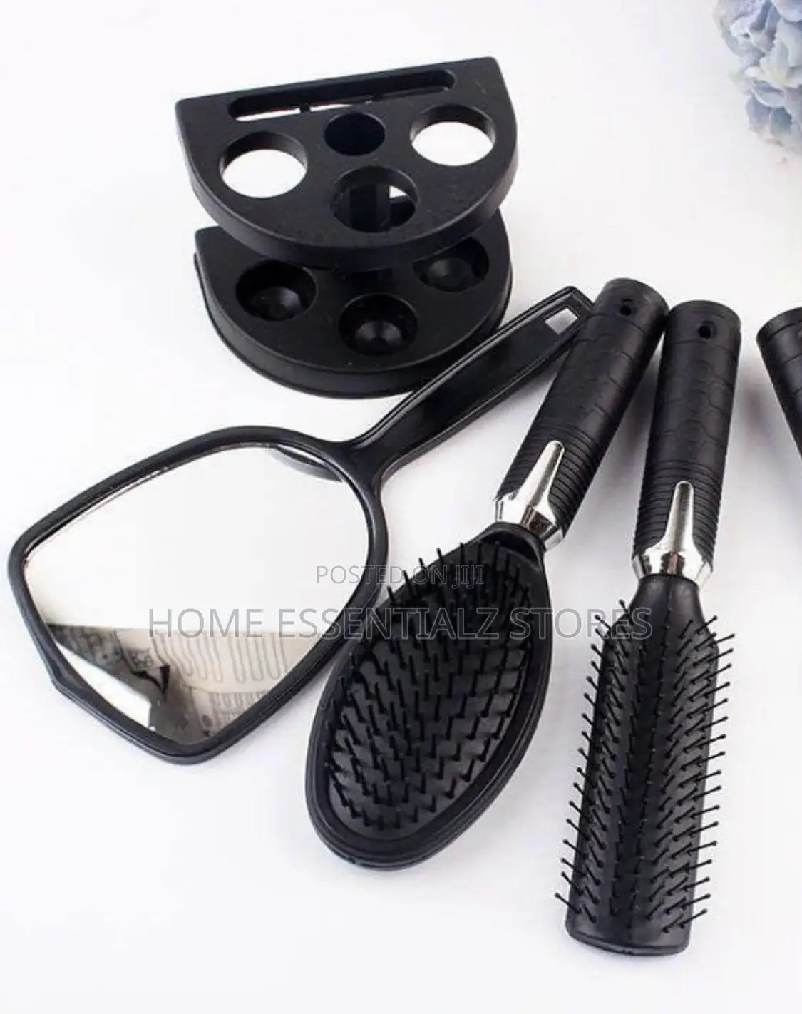Hair Styling Comb and Brushes Set With Mirror and Stand Case