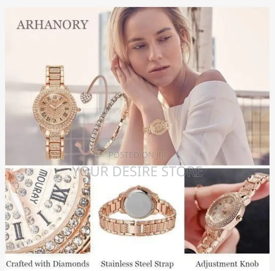 Arhanory 3 in 1 Women's Wristwatch Bracelet Set