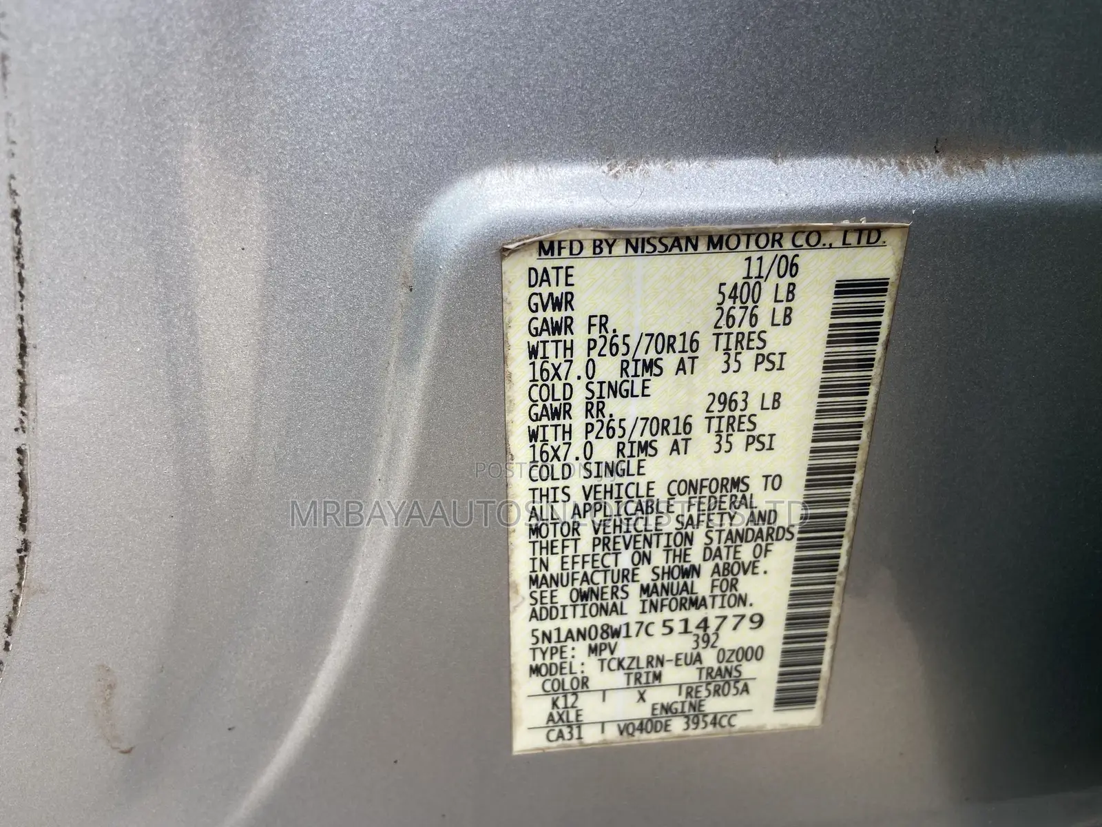 Nissan Xterra X 4x4 2007 Silver