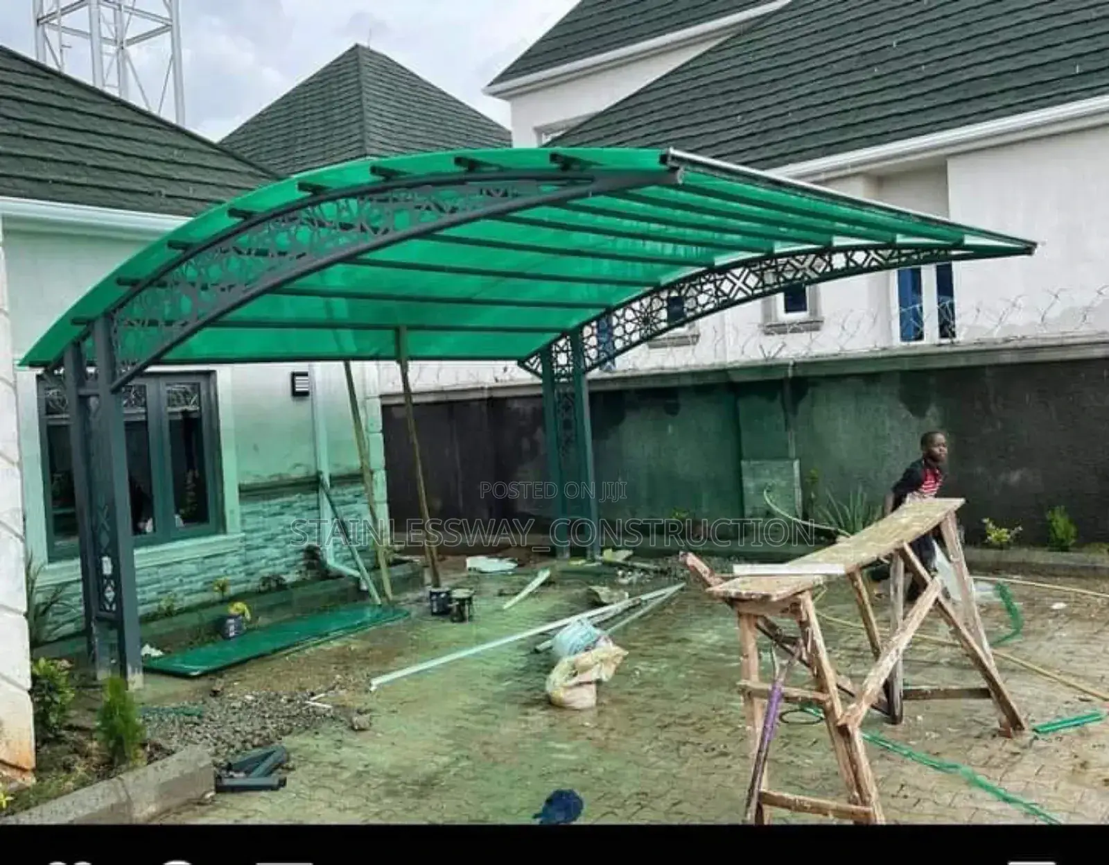 Green Color Carport Parking Shade