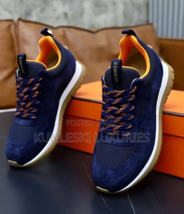 Original Hermes Lace Up Suede Sneakers