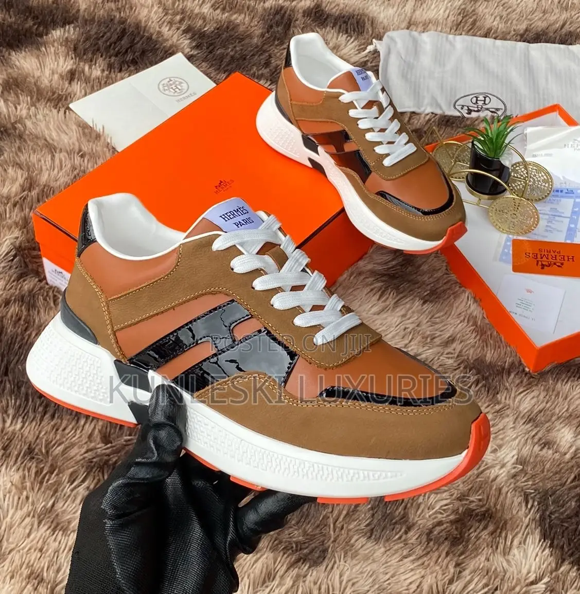 Original Hermes Paris Leather Sneakers Collections
