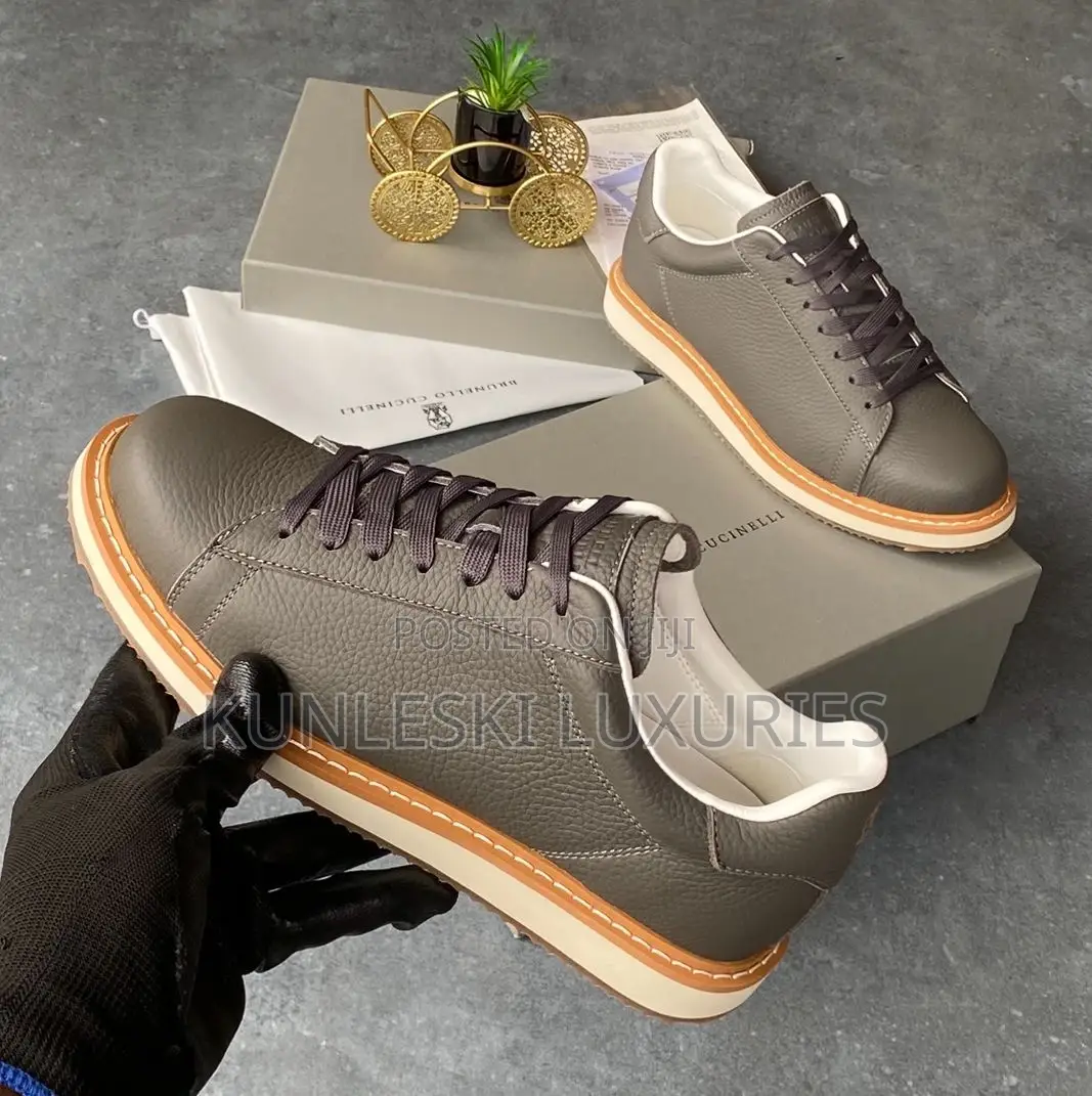 Original Brunello Cucinelli Men Leather Sneakers
