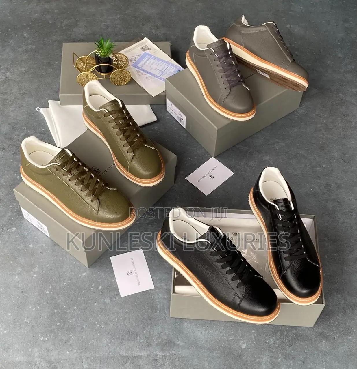 Original Brunello Cucinelli Men Leather Sneakers