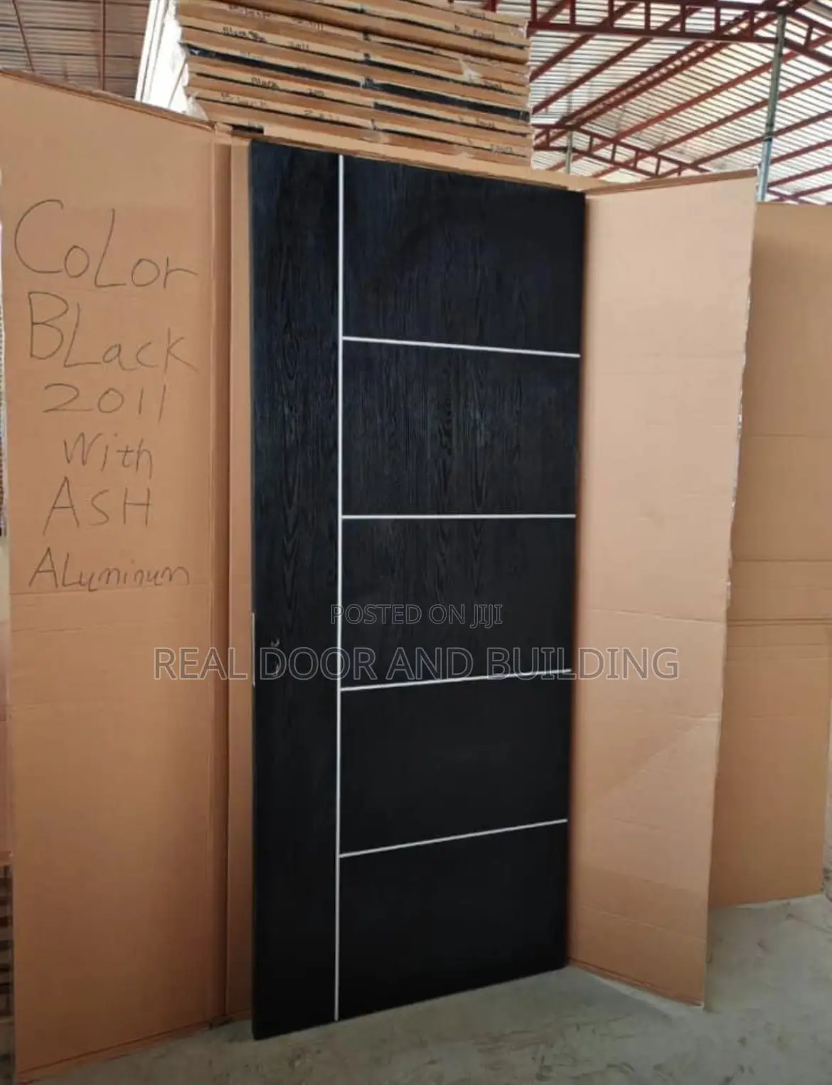 Black HDF Wooden Door, (53hsk)