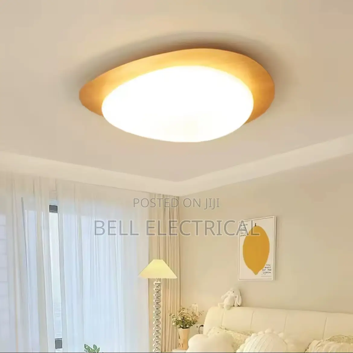 Wood Grain Walnut Color Pebble Shaped Led Ceiling Light