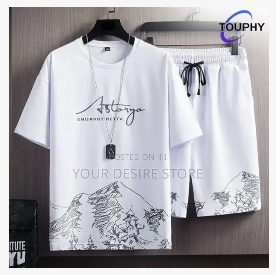 Touphy T-Shirts +Shorts 100% Cotton Men's Short Sleeve Set