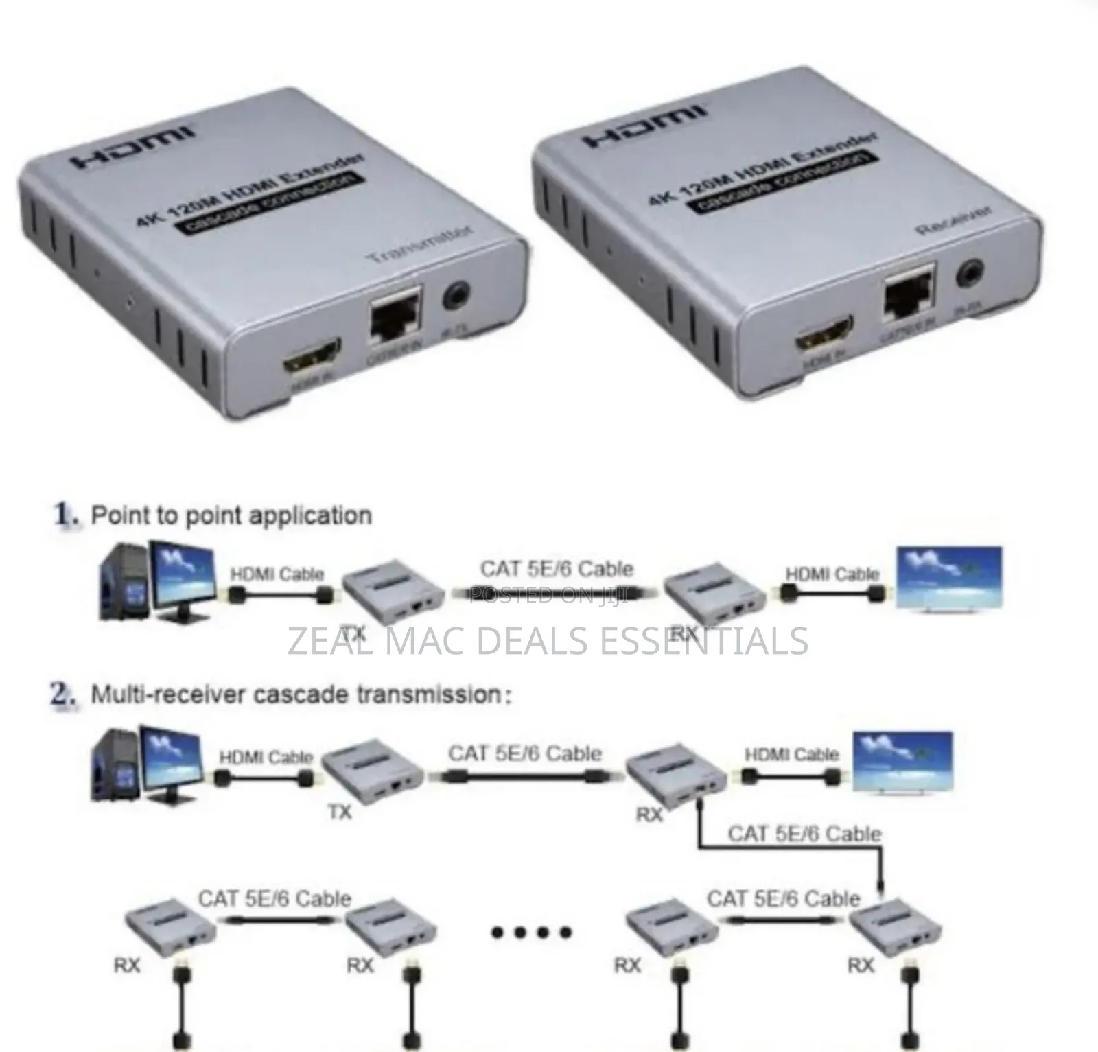 120m Hdmi Extender Cascade Connection Over Cat5e/6 Rj45