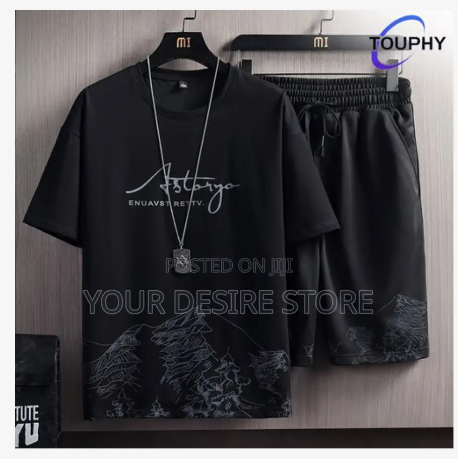 Touphy T-shirts +Shorts 100% Cotton Men's Short Sleeve Set