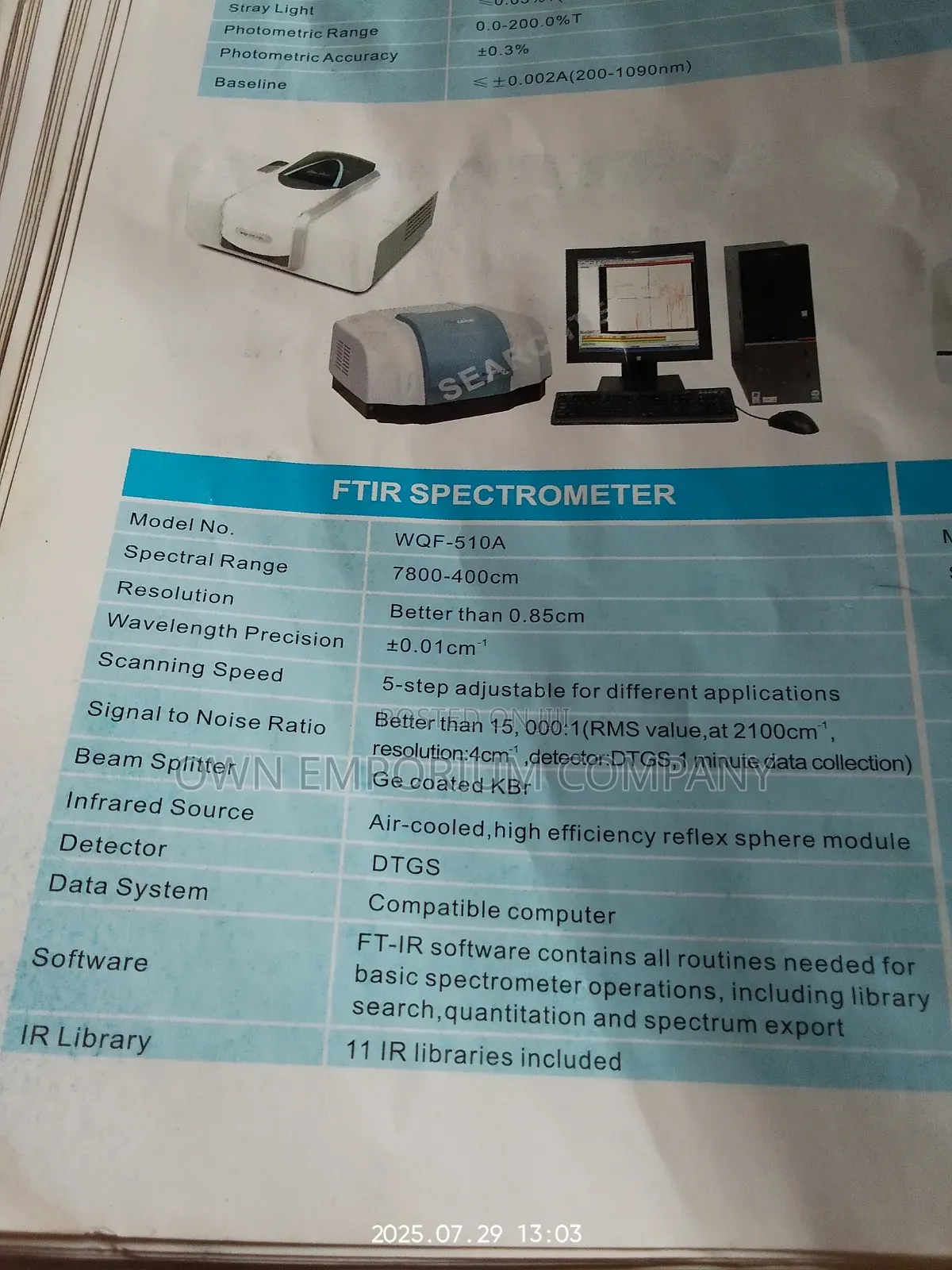 Furier Transform Infrared Spectrometer (Ftir)