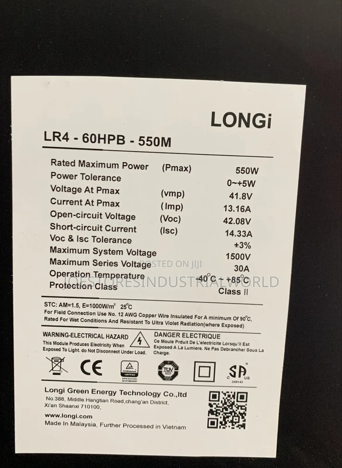 550w Longi Mono Panels 120cells