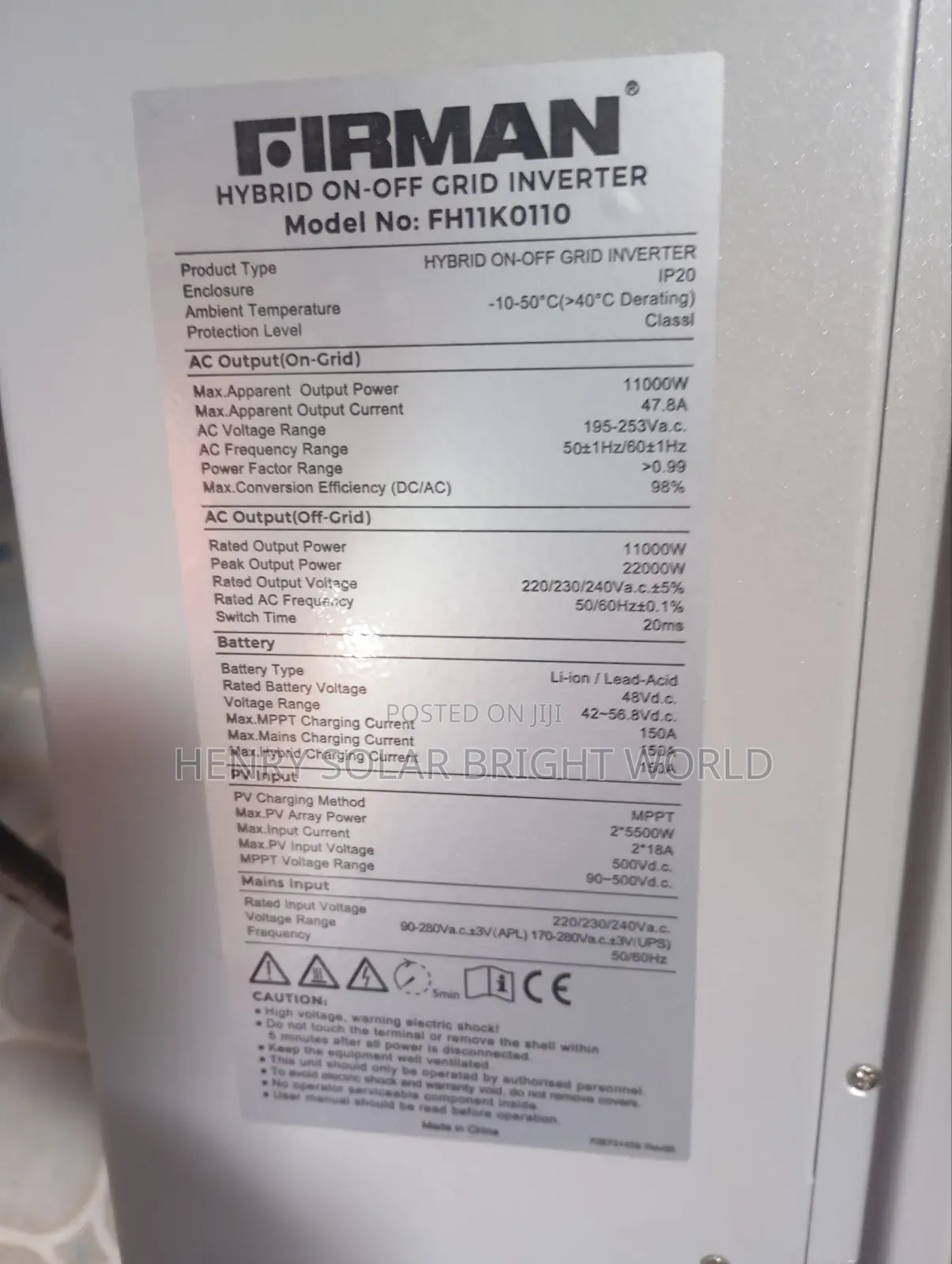 Firman 11kw 48v Hibrid Inverter