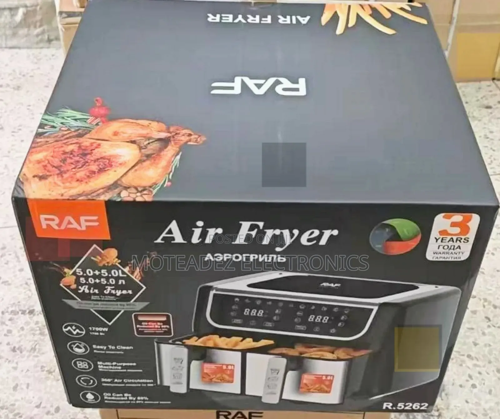 Raf 10l Dual Window Digital Screen Multipurpose Air Fryer